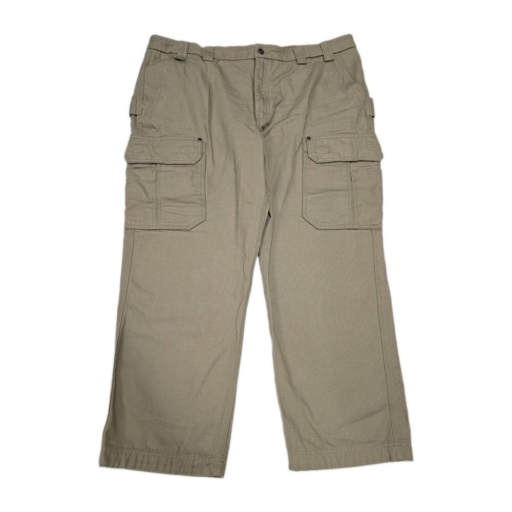 Duluth Trading Co Fire Hose Relaxed Fit Cargo Work Pants Men's 44x30 Khaki Tan